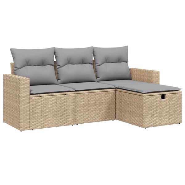 vidaXL Garden Sofa Set Mix Beige Poly Rattan Large Removable Covers