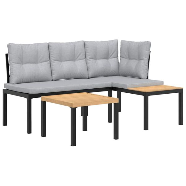 vidaXL Bench Set Black, Light Grey