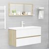 vidaXL Mirror White and Sonoma Oak Engineered Wood 35.4 x 4.1 x 14.6 in
