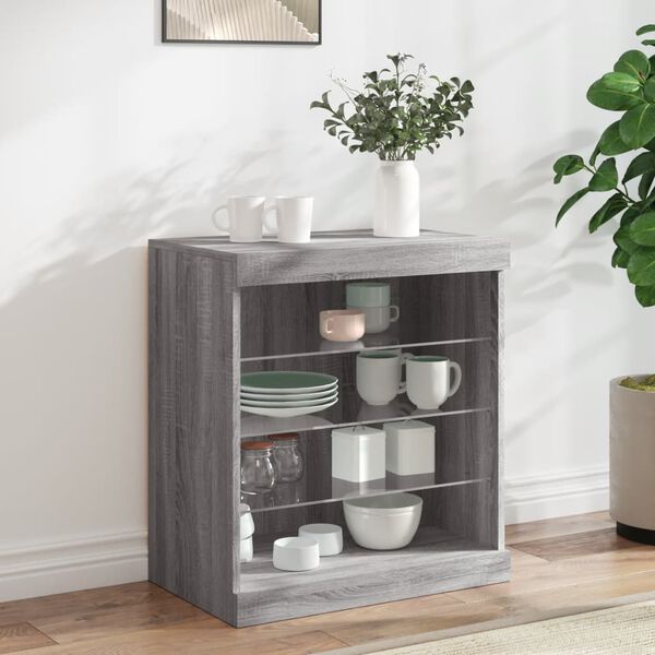 vidaXL Sideboard Grey Sonoma Engineered wood, glass Medium
