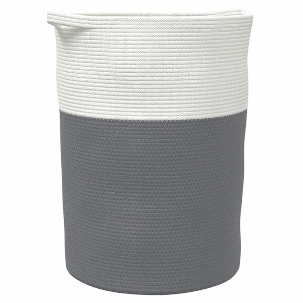 vidaXL Storage Basket Grey and White 100% Cotton Large Collapsible