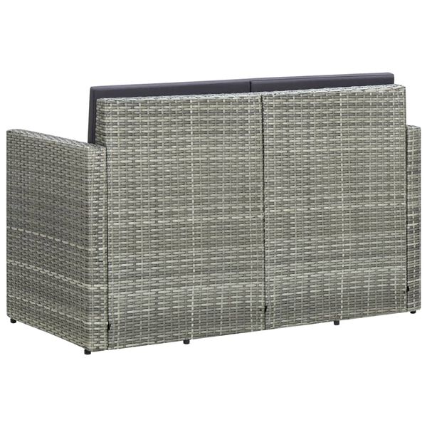 vidaXL Sofa Grey and dark grey (cushion) PE rattan, powder-coated steel