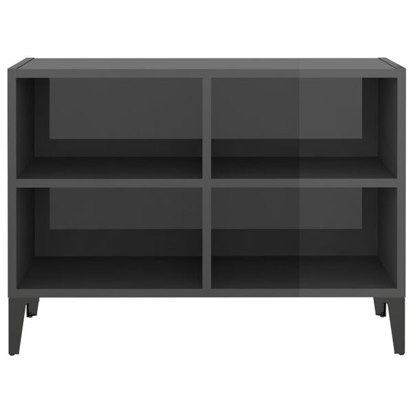 vidaXL TV Cabinet High gloss grey Engineered wood, metal Medium