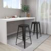 vidaXL Bar Stool Set of 2 Black Metal Tall Footrest Bar Stool