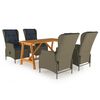 vidaXL Dining Set Brown Solid Acacia wood, Powder-Coated Steel, PE Rattan