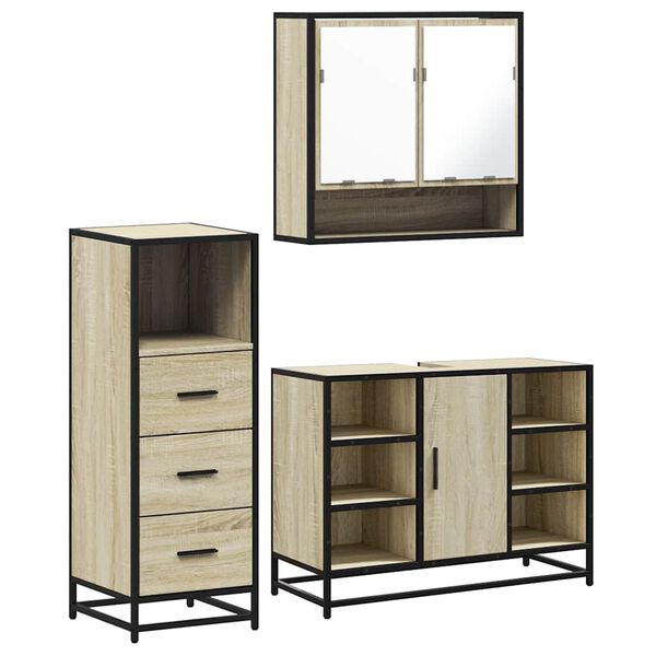 vidaXL Bathroom Furniture Set Sonoma Oak Engineered wood, Metal, Glass