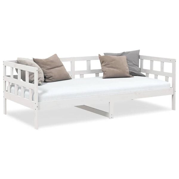 vidaXL Day Bed White Solid Pine Wood Twin