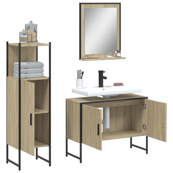 vidaXL Bathroom Cabinet Set Sonoma Oak