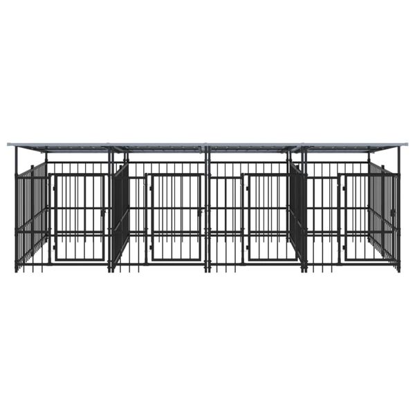 vidaXL Dog Kennel Black Powder-coated steel 80.8 sq ft Durable