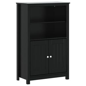 vidaXL Bathroom Cabinet Black Solid pine wood, engineered wood, metal