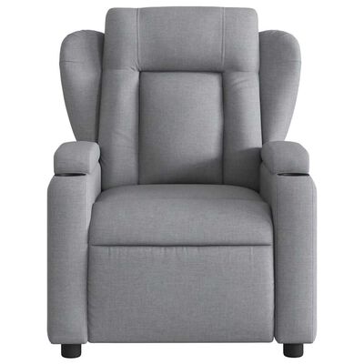 Front view of a grey recliner chair.
