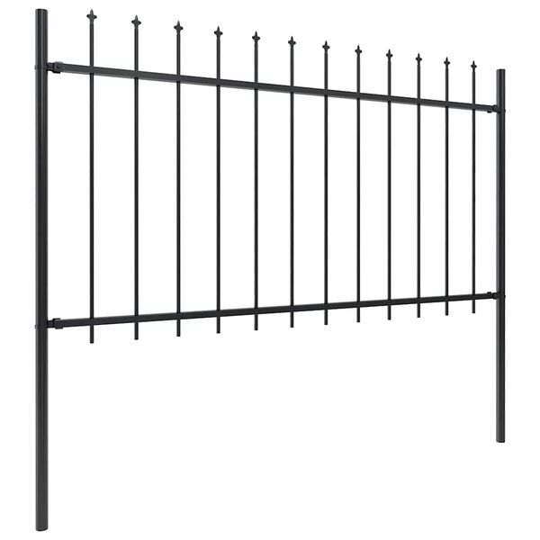 vidaXL Garden Fence with Spear Top Steel 421.3"x39.4" Black