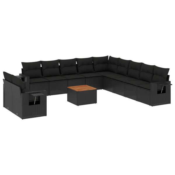 vidaXL Garden Sofa Set Black