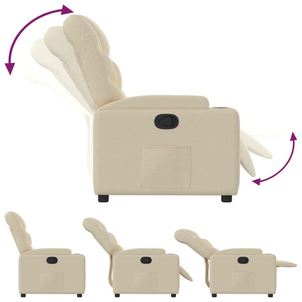 vidaXL Recliner Chair Cream Polyester, Metal, Plywood Recliner Chair