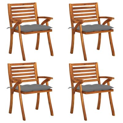vidaXL Patio Chairs with Cushions 4 pcs Solid Acacia Wood