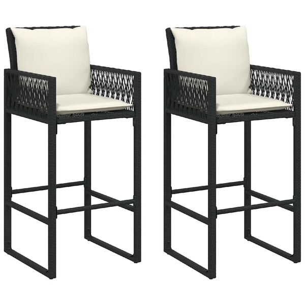 vidaXL Garden Bar Stool Black, Cream White