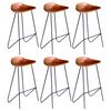 vidaXL Bar Chair Set of 6 Brown Real goat leather Standard Footrest