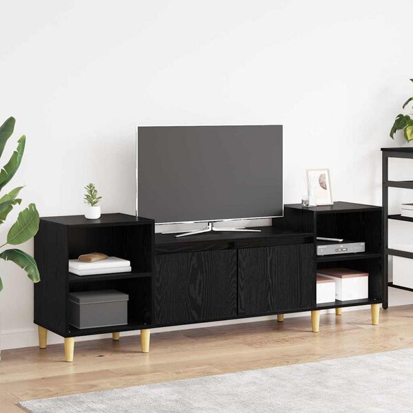 vidaXL TV Cabinet Black Oak 62.99 x 13.78 x 21.65 in Engineered Wood