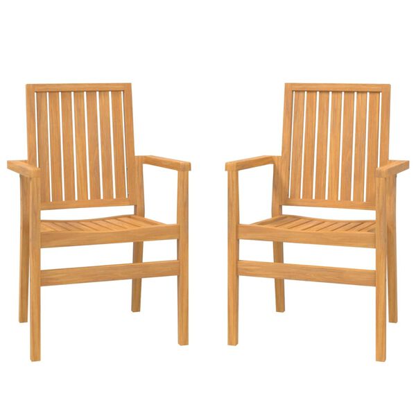 vidaXL Stackable Patio Chairs 2 pcs 22.2x22.6x35.8" Solid Wood Teak
