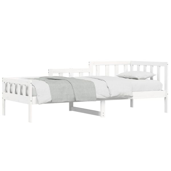 vidaXL Day Bed White Solid Pine Wood Single