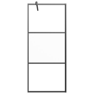 vidaXL Walk-in Shower Wall 35.4"x76.8" Half Frosted ESG Glass Black