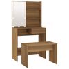 vidaXL Dressing Table Set With LED Brown Oak Engineered wood, Acrylic