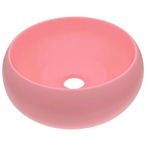 vidaXL Luxury Wash Basin Round Matt Pink 15.7x5.9" Ceramic