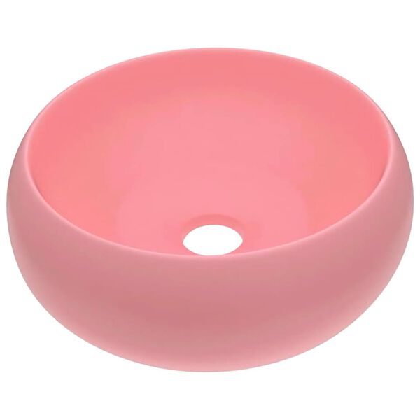 vidaXL Luxury Wash Basin Round Matt Pink 15.7x5.9" Ceramic