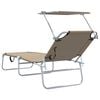 vidaXL Sun Lounger Folding 2-person 2 pcs Taupe 58 x 188 x 77cm fabric