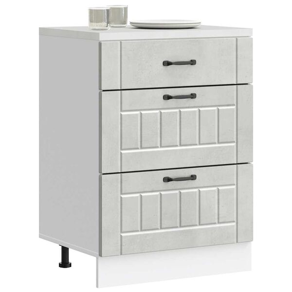 vidaXL Kitchen Base Cabinet Concrete Grey Engineered Wood Standard
