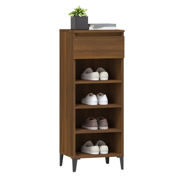 vidaXL Shoe Rack Brown Oak Engineered wood, metal Tall Shoe Rack