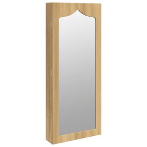 vidaXL Mirror Jewelry Cabinet White Engineered wood, Glass, Polyester fabric