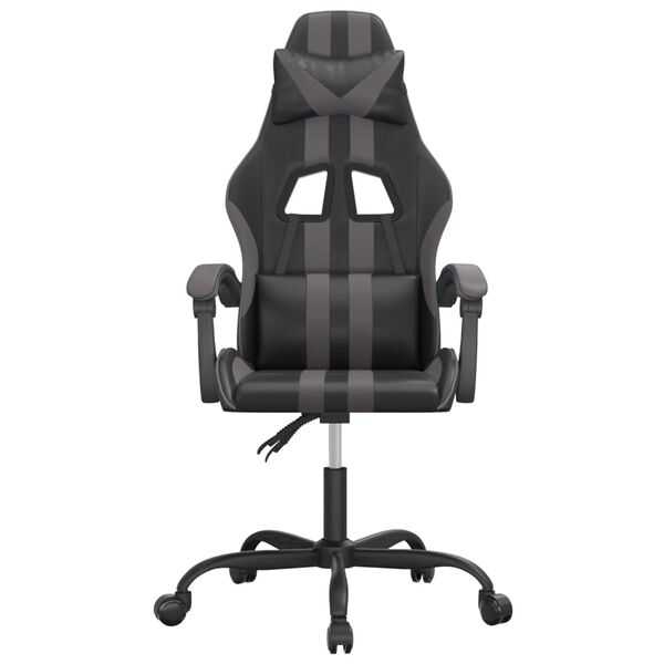 vidaXL Gaming Chair Black and Grey Faux Leather