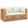 vidaXL Patio 2-Seater Sofa with Cushions Solid Teak Wood