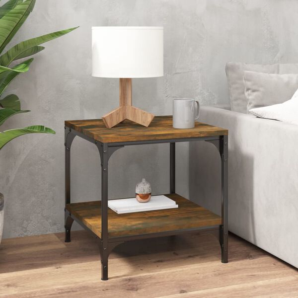 vidaXL Side Table Set of 2 Smoked Oak Engineered wood, steel