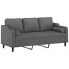 vidaXL 3-seater Sofa Dark Grey Fabric (100% polyester), Metal, Textilene