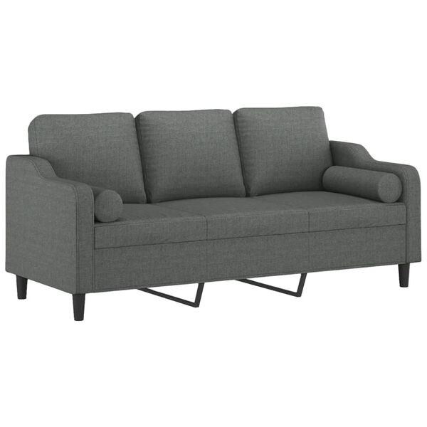 vidaXL 3-seater Sofa Dark Grey Fabric (100% polyester), Metal, Textilene