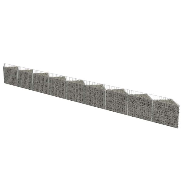 vidaXL Gabion Wall Galvanized Steel 248"x11.8"x19.7"