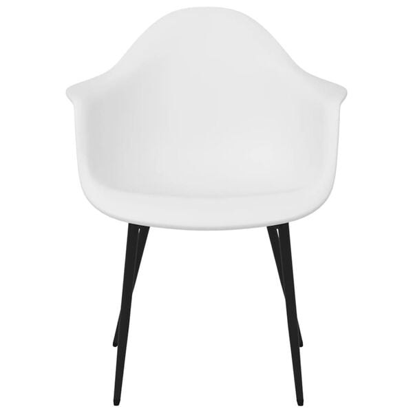 vidaXL Dining Chair Set of 2 White Polypropylene, Powder-coated metal