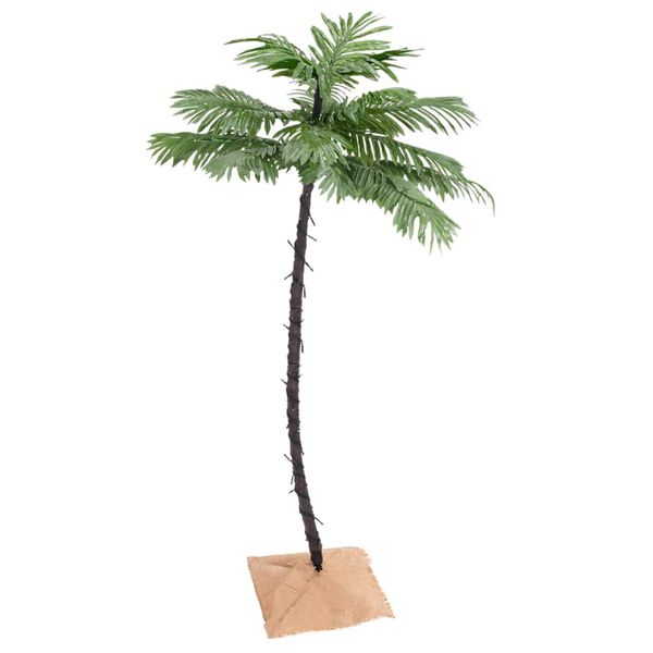 vidaXL LED Tree Green, Brown, Warm White Steel, Plastic, Jute Fabric