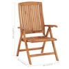 vidaXL Reclining Patio Chairs with Cushions 8 pcs Solid Teak Wood