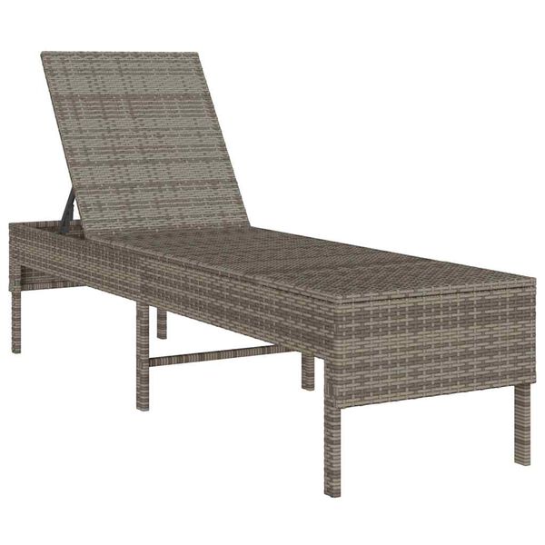 vidaXL Sun Lounger with Cushion Grey 55x200x44cm Poly Rattan