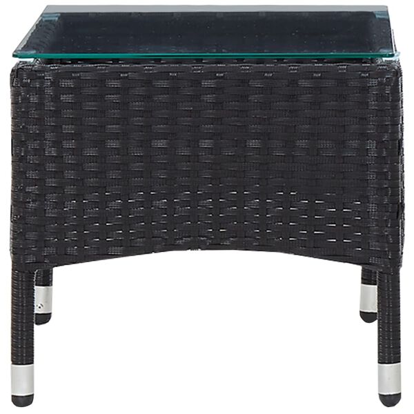 vidaXL Outdoor Table Black Poly Rattan 23.6x15.7x14.2 in Tough