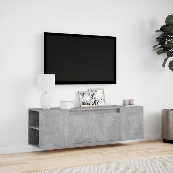 vidaXL TV Wall Cabinet Concrete Gray Engineered Wood Medium