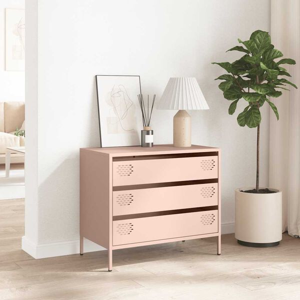 vidaXL Sideboard Pink Cold-rolled steel 26.8 in x 15.4 in x 23.0 in