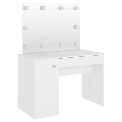 vidaXL Makeup Table with LED Lights 43.3"x21.7"x57.1" MDF White