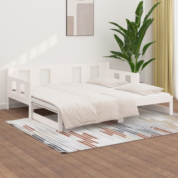 vidaXL Pull-out Day Bed White Solid pine wood Standard