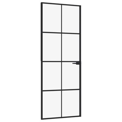 vidaXL Interior Door Black 29.9"x79.3" Tempered Glass&Aluminum Slim