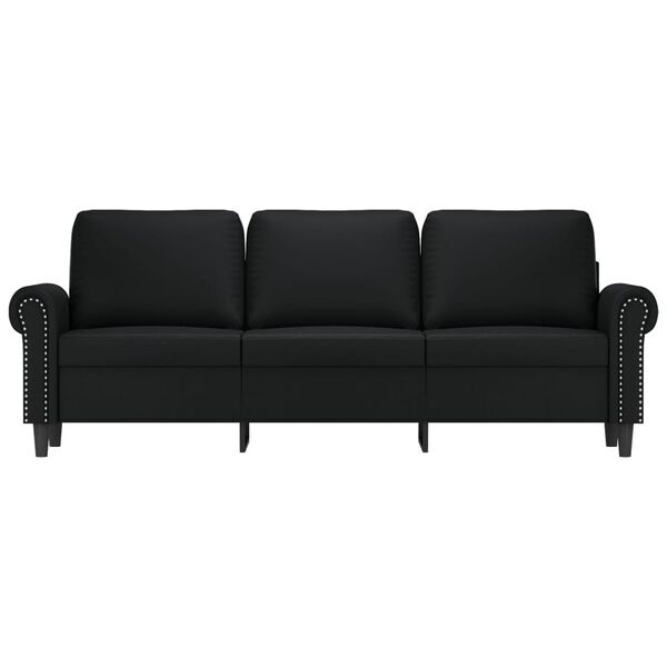 vidaXL 3-Seater Sofa Black 70.9" Faux Leather