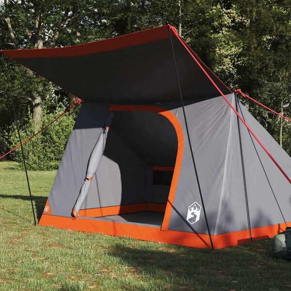 vidaXL Camping Tent Grey and Orange 87.80 x 64.17 x 51.18 in Taffeta